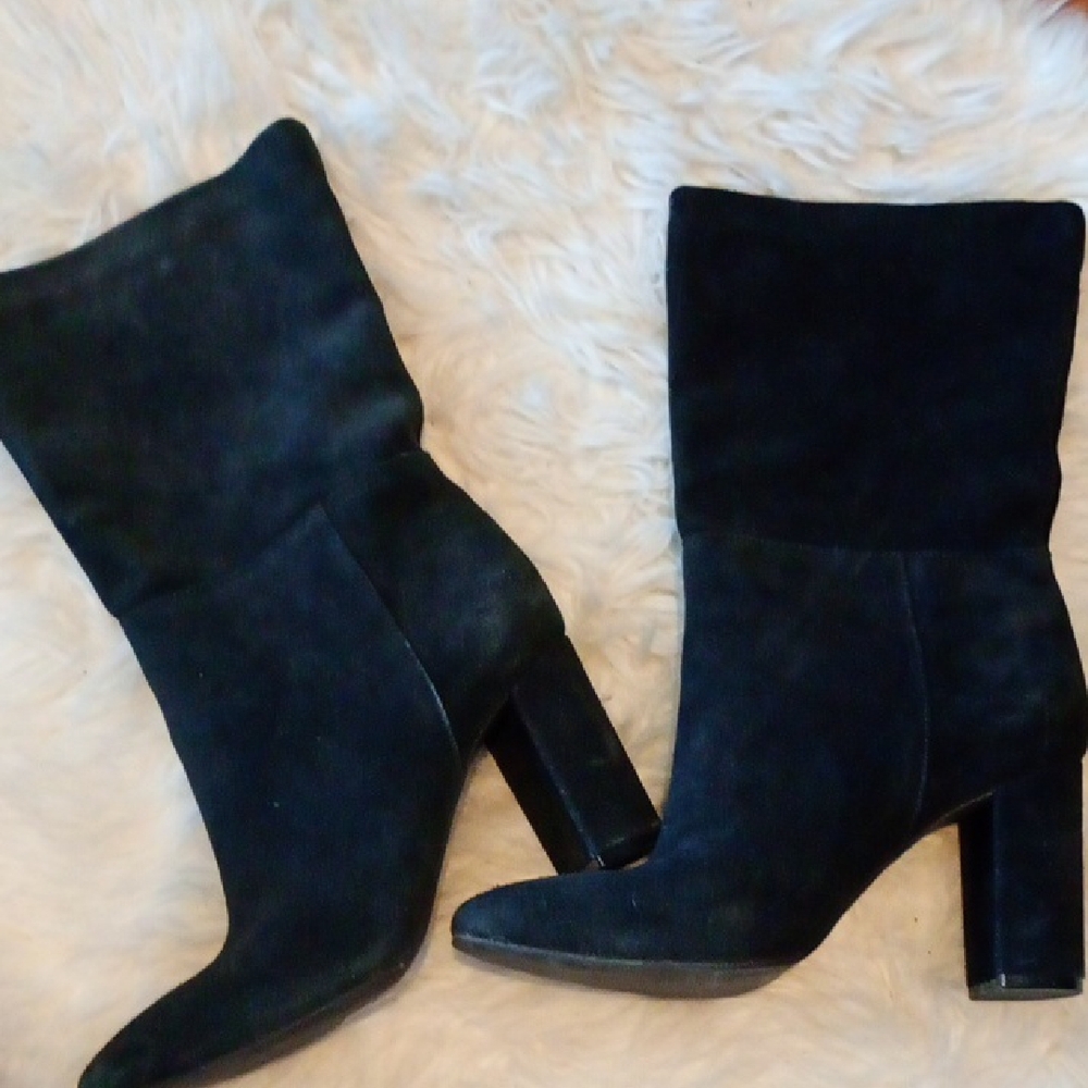 Chinese Laundry ~Elegant Black Suede High Heeled Half Boots (8.5)